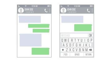 Mobile UI Kit Messenger Vector. Chat App Design Template. Modern Mobile Keyboard Isolated Illustration vector