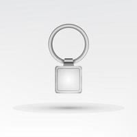 Realistic Template Metal Keychain Vector. 3d Key Chain With Ring For Key Isolated On White Background vector