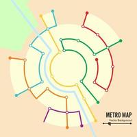 vector de mapa de metro. mapa subterráneo imaginario. fondo colorido con estaciones