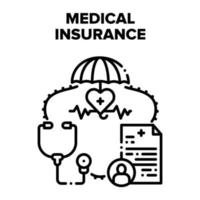 Medical Health Insurance Vector Black Illustrations