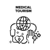 Medical Tourism Vector Black Illustrations