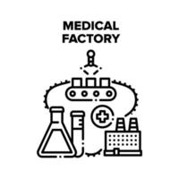 Medical Factory Vector Black Illustrations