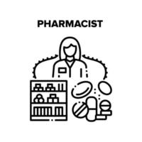 Pharmacist Work Vector Concept Black Illustration