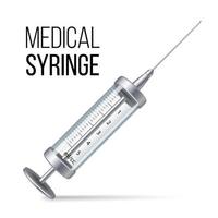 Glass Medical Syringe Isolated Vector. vector