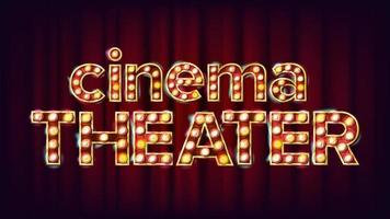 Cinema Theater Banner Vector. Cinema Glowing Lamps. For Concert, Party Design. Modern Illustration vector