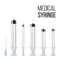 Vector Plastic Medical Syringe Isolated 3d Realistic Illustration