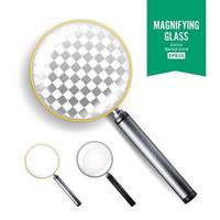 Realistic Magnifying Glass Vector. Set Of Different Magnifying Glass. Different Colors Of lenses And Handles vector