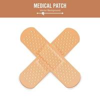 Medical Patch Vector. Two Sides. Adhesive Waterproof Aid Band Plaster Strips Varieties Icons Collection. Realistic Illustration Isolated On White Background vector