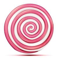 Round Pink Lollipop Isolated Vector. Classic Sweet Realistic Candy Abstract Spiral Illustration vector