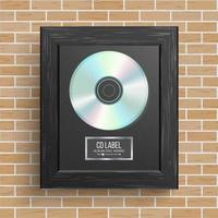 CD Disc Award Vector. Best Seller. Modern Ceremony. Realistic Frame, Album Disc, Brick Wall. Illustration