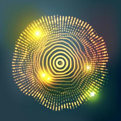 Glowing Abstract Sphere Vector. Cyber Music. Light Effect. Illustration