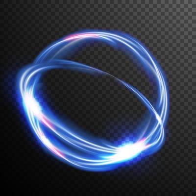 Blue Circles Glow Light Effect Vector. Round Wave. Magic Neon Flash Energy Light Ray. Good For Banners, Brochure. Isolated Illustration