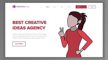 Modern Landing Page Concept Vector. Line Woman. Main Website Page Design. Digital Office. Modern Style. Analyzing Statistics. Developer Interface. Template Illustration vector