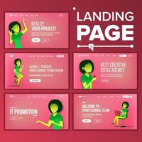 Landing Set Page Vector. Business Agency. Web Page. Design Front End Site Scheme. Landing Template. Coworking. Workflow Management. Modern Marketing. Protection Receipt. Illustration vector