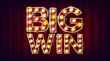 Big Win Banner Vector. Casino 3D Glowing Element. For Advertising Design. Modern Illustration vector