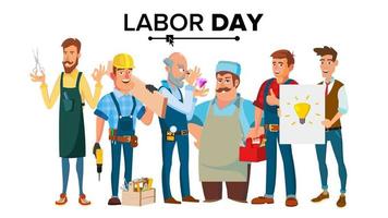 Labor Day Vector. A Group Of People Of Different Professions. Flat Isolated Cartoon Character Illustration vector