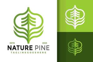 naturaleza hoja árbol pino logo logotipos diseño elemento stock vector ilustración plantilla