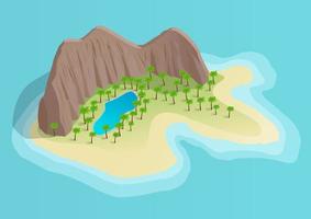 isometric beautiful island with mountains vector
