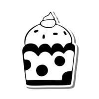 Monochrome Cupcake on white silhouette and gray shadow. Vector illustration for decoration or any design.