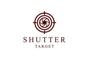 Simple Minimalist Lens Aperture Camera with Arrow Target for Photography Studio Logo Design Vector