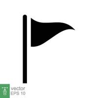 Flag icon. Simple flat style. Black silhouette pennant, map location pointer, pole, navigation concept. Vector illustration design isolated on white background. EPS 10.