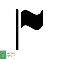 icono de la bandera estilo plano sencillo. banderín de silueta negra, puntero de ubicación del mapa, poste, concepto de navegación. diseño de ilustración vectorial aislado sobre fondo blanco. eps 10. vector