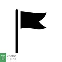 icono de la bandera estilo plano sencillo. banderín de silueta negra, puntero de ubicación del mapa, poste, concepto de navegación. diseño de ilustración vectorial aislado sobre fondo blanco. eps 10. vector