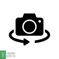 Camera flip icon. Simple solid style. Switch rotate, reverse, swap, snapshot, photo concept. Flat sign, glyph symbol. Vector illustration design isolated on white background. EPS 10.