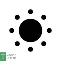 icono del sol. estilo sólido simple. símbolo de brillo, ajuste de intensidad, brillo, luz, calor, concepto de energía. ilustración de vector de glifo aislado sobre fondo blanco. eps 10.