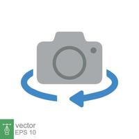 icono de volteo de cámara. estilo plano sencillo. cambiar rotar, invertir, intercambiar, instantánea, concepto de fotografía. diseño de ilustración vectorial aislado sobre fondo blanco. eps 10. vector