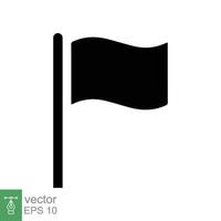 Flag icon. Simple flat style. Black silhouette pennant, map location pointer, pole, navigation concept. Vector illustration design isolated on white background. EPS 10.