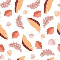 aesthetic hand drawn floral leaf with branch seamless vector pattern