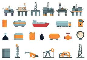 Oil Platform icons set cartoon vector. Gas sea vector