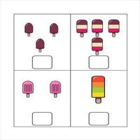 juego de conteo para niños en edad preescolar. juego matemático educativo. cuenta cuántos objetos espaciales y escribe el resultado. tarea matemática de rompecabezas para enseñar en jardín de infantes. estudio de tarea. educación en el hogar. vector