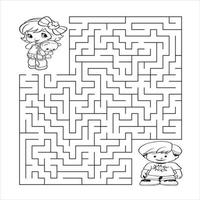 Cute cartoon maze game. Labyrinth. Funny game for children education. Vector illustration