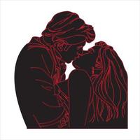 Romantic couple kissing. I love you. Couple in love. Close-up mouths are kissing. Silhouette of lovers.. Valentine's Day. vector