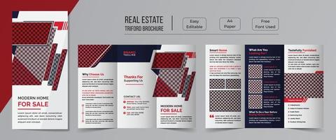 Real estate trifold brochure template design vector