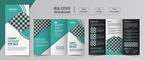 Real estate trifold brochure template design vector