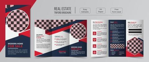 Real estate trifold brochure template design vector