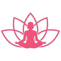 Illustration of a woman in the lotus position with a flower vector