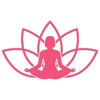 Illustration of a woman in the lotus position with a flower vector