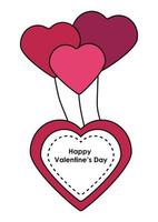 Postcard Happy Valentine's Day A4 with Viva Magenta color, vector. vector