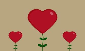 Postcard Happy Valentine's Day, Plants with hearts, vector. vector