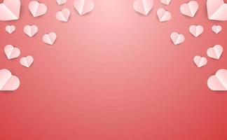 corazón de papel o símbolo de amor, fondo especial del día de San Valentín en color rosa suave vector