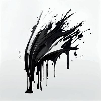 Smears, blots of black paint on a white background, dark colors - Vector