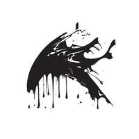 Smears, blots of black paint on a white background, dark colors - Vector