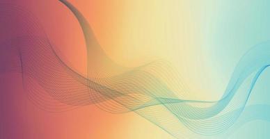 Panoramic colorful abstract stylish multi background with wavy lines - Vector