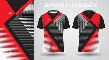 diseño de camiseta deportiva de camiseta negra roja vector