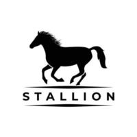 corriendo semental caballo silueta logo vector ilustración