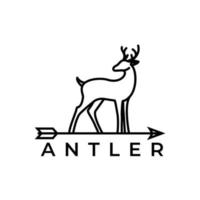 antler elk deer moose with arrow hunting logo vector